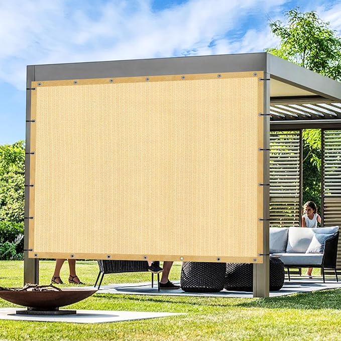 Artpuch Outdoor Pergola Shade Cover 5' X 6' Sun Shade Cloth with Grommets, 90% UV Protection Canopy Patio Privacy Screen (Customized Available) GN107, Wheat