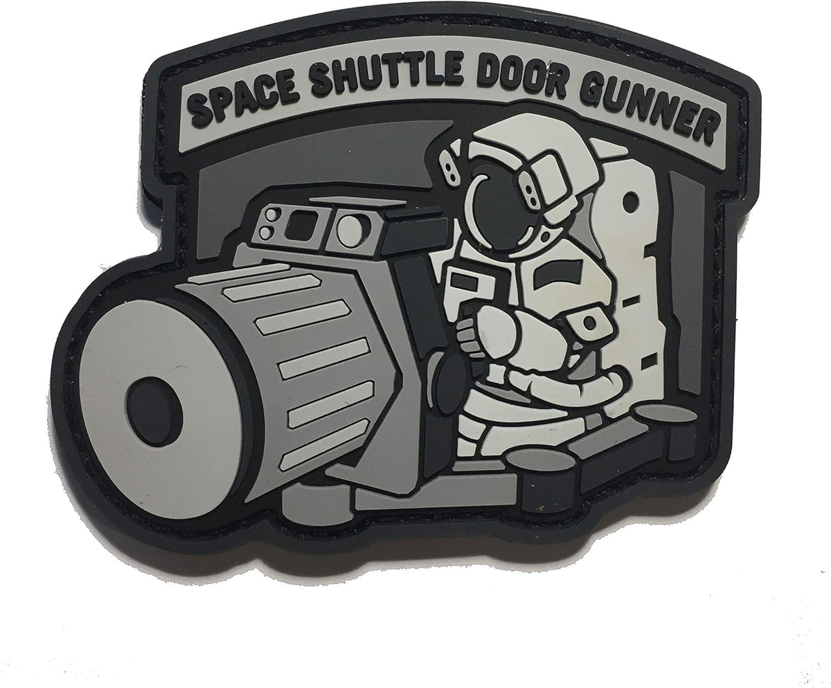 The PVC/Rubber Tactical Space Shuttle Door Gunner Patch Combat Army Morale (Hook/Loop) Patch