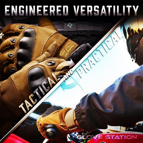 Glove Station Tactical Gloves - Touchscreen Utility Gear with Hard Knuckle Protection | Tan, X-Large