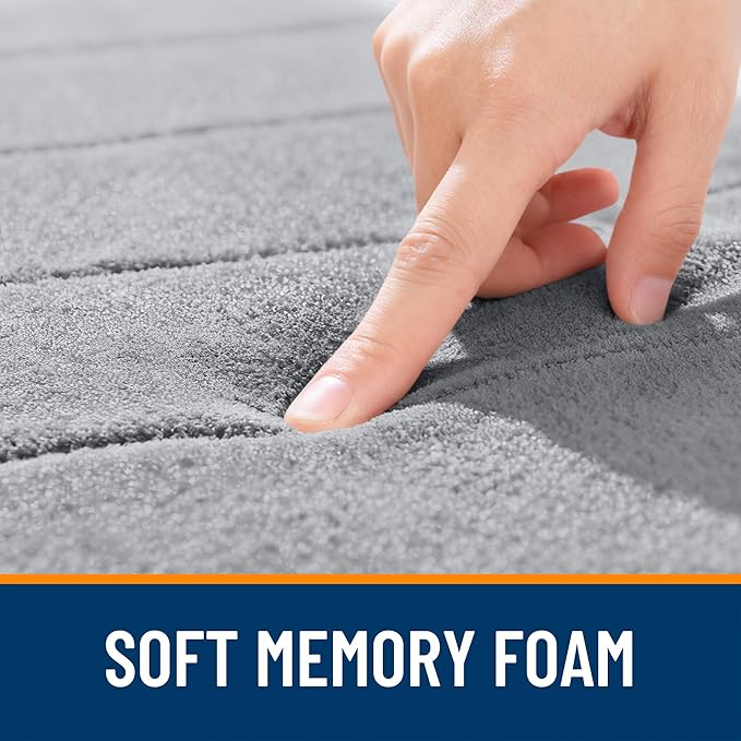 OLANLY Memory Foam Bath Mat 70x46, Super Soft Absorbent Bathroom Rugs, Quick Dry, Machine Washable Shower Floor Rugs, Bathmat Carpet, Bathroom Home Decor Accessories, Grey