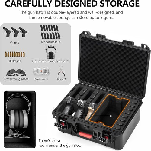 Kinghardcase Gun Cases - Shockproof & Waterproof Handgun Case for 5 Pistols | TSA Approved Travel Case