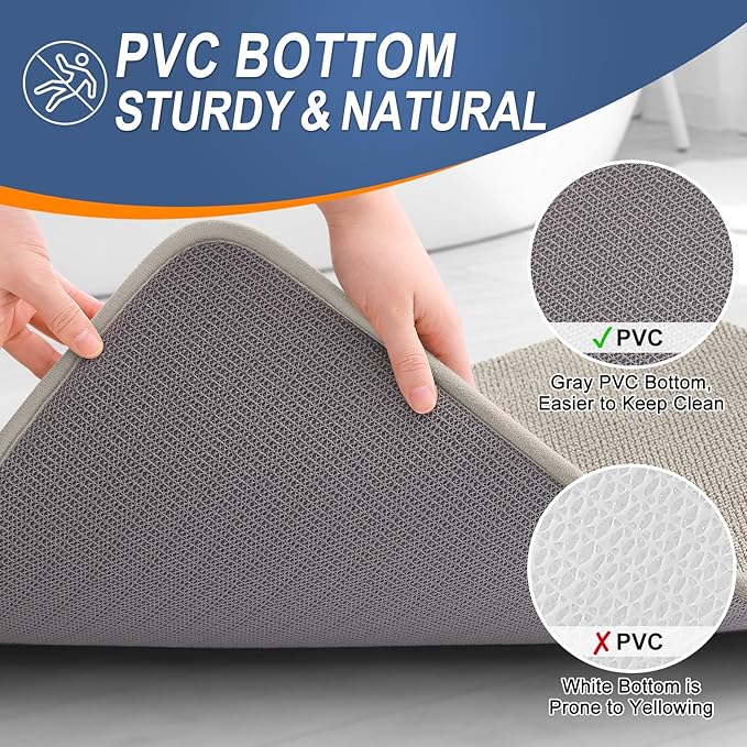 OLANLY Thick Memory Foam Bath Mat Rug 59x20, Extra Soft Absorbent Bathroom Rug, Quick Dry Bath Mats, Non-Slip, Machine Washable Carpet for Bathroom, Tub and Shower, Home Decor Accessories, Warm Taupe