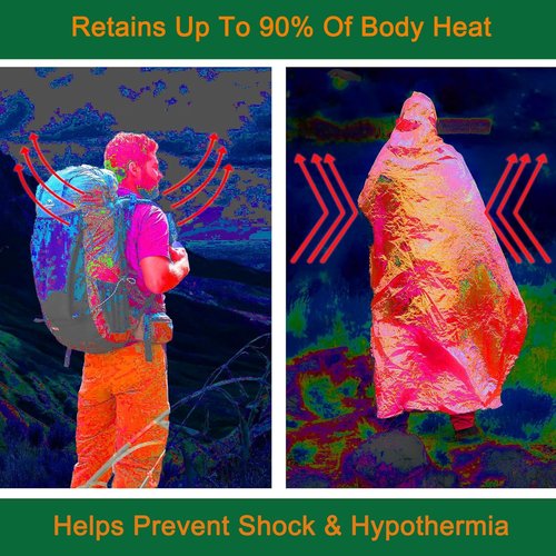 6 Pack Emergency Mylar Blankets,Emergency Survival Blanket Survival Gear & Camping Supplies,Insulating Reflective Foil Survival Blankets for Camping, Hiking, and Outdoor Rescue Kits