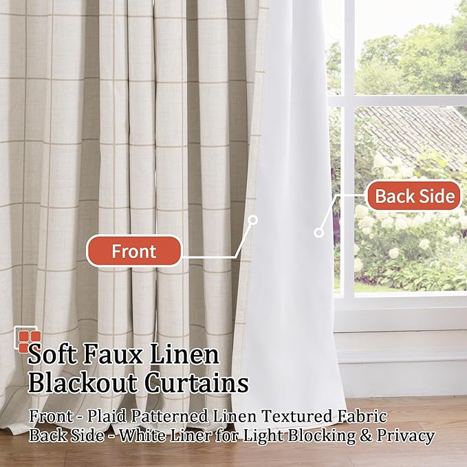 Lajode Plaid Curtains Pattern Printed 90 Inches Long