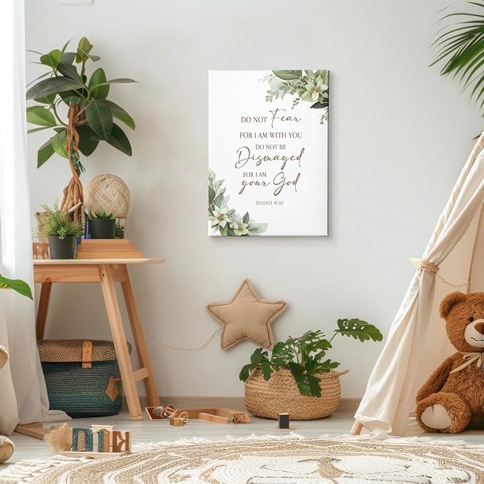 HIWX Christian Botanical Floral Wall Decor, Isaiah 41:10 Bible Verses Botanical