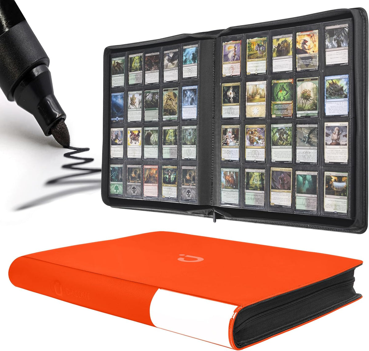 Premium 2000 Pocket Card Binder - Ringless Trading Card Album Fits 2000 Cards | Bright Orange
