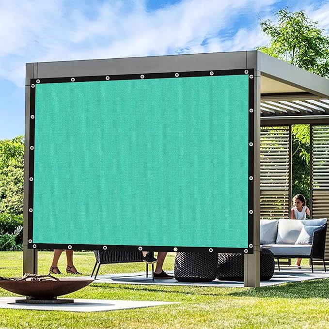 Artpuch Outdoor Pergola Shade Cover 14' X 14' Sun Shade Cloth with Grommets, 90% UV Protection Canopy Patio Privacy Screen (Customized Available) GN107, Turquoise