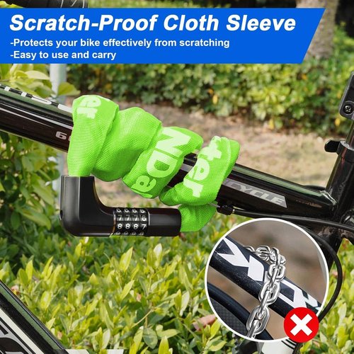 NDakter Heavy-Duty Bike Chain Lock - 4-Digit Combination Security | 1.64 to 4.28 Ft Length for E-Bikes & Scooters