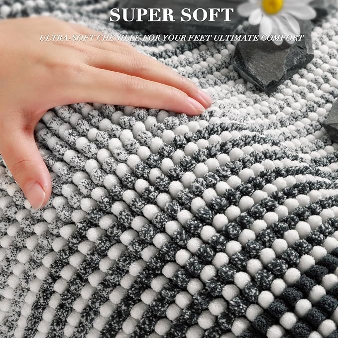 BSICPRO Bathroom Rugs and Mats Sets, 2 Piece Thick Absorbent Chenille Non Slip, Soft Shaggy Bath Room Floor Mats for Bathroom, Machine Washable (Blue Grey, 20" x 32" Plus 16" x 24")