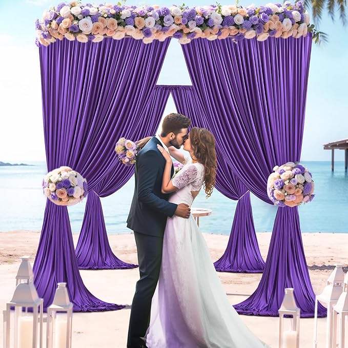 8 Panels Purple Backdrop Curtain for Parties Wedding Wrinkle Free Purple Photo Curtains Backdrop Drapes Fabric Decoration for Birthday Party Photography 40ft(W) x 10ft(H)