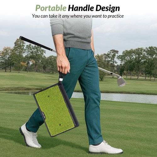 EAGLE WORK 2-in-1 Heavy Duty Golf Hitting Mat with Replaceable Turf, Ball Tray and Non-Slip Rubber Base for Realistic Indoor & Outdoor Golf Practice