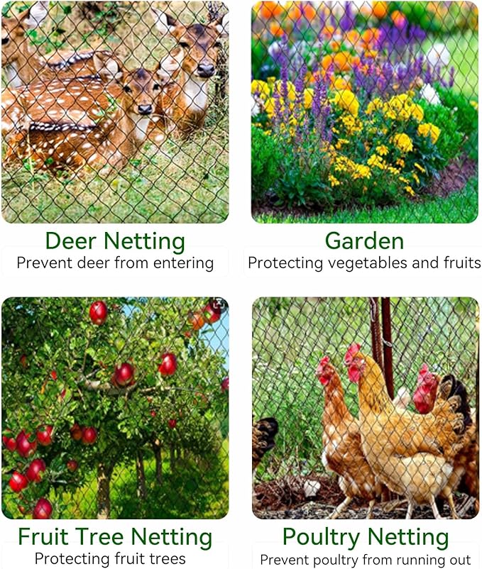 Bird Netting for Garden 50x50 Ft, 1 Inch Mesh Heavy Duty Garden Netting for Plants, Fruit Trees & Blueberries, UV Resistant Outdoor Protection Against Birds, Squirrels, Deer & Poultry