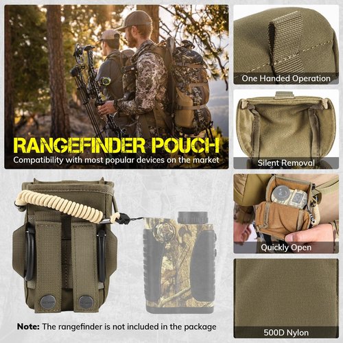 VOTAGOO GEAR Rangefinder Pouch with Protective Padding and Quick-Release Buckle, Molle Compatiblefor Binocular Packs, Tactical Hunting Bag Accessory (Green)
