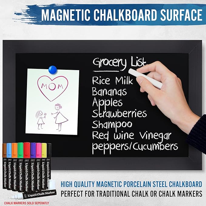 HBCY Creations Rustic Black Magnetic Wall Chalkboard, Small Size 11" x 17"
