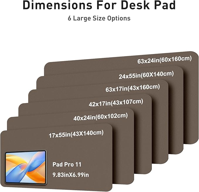 Aothia Faux Leather Desk Mat - Large Mouse Pad, Non-Slip PU Leather Blotter, Waterproof Writing Surface for Office and Home (Coffee, 40" x 24")
