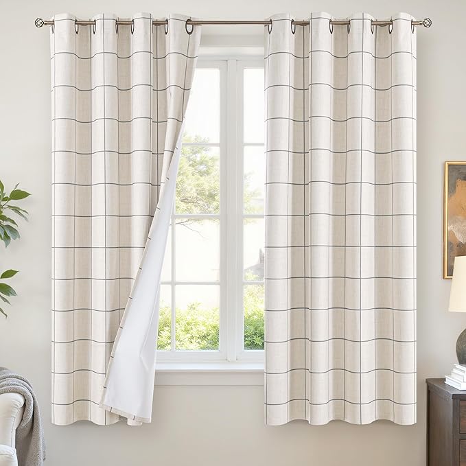 Lajode Linen Blackout Curtains for Bedroom