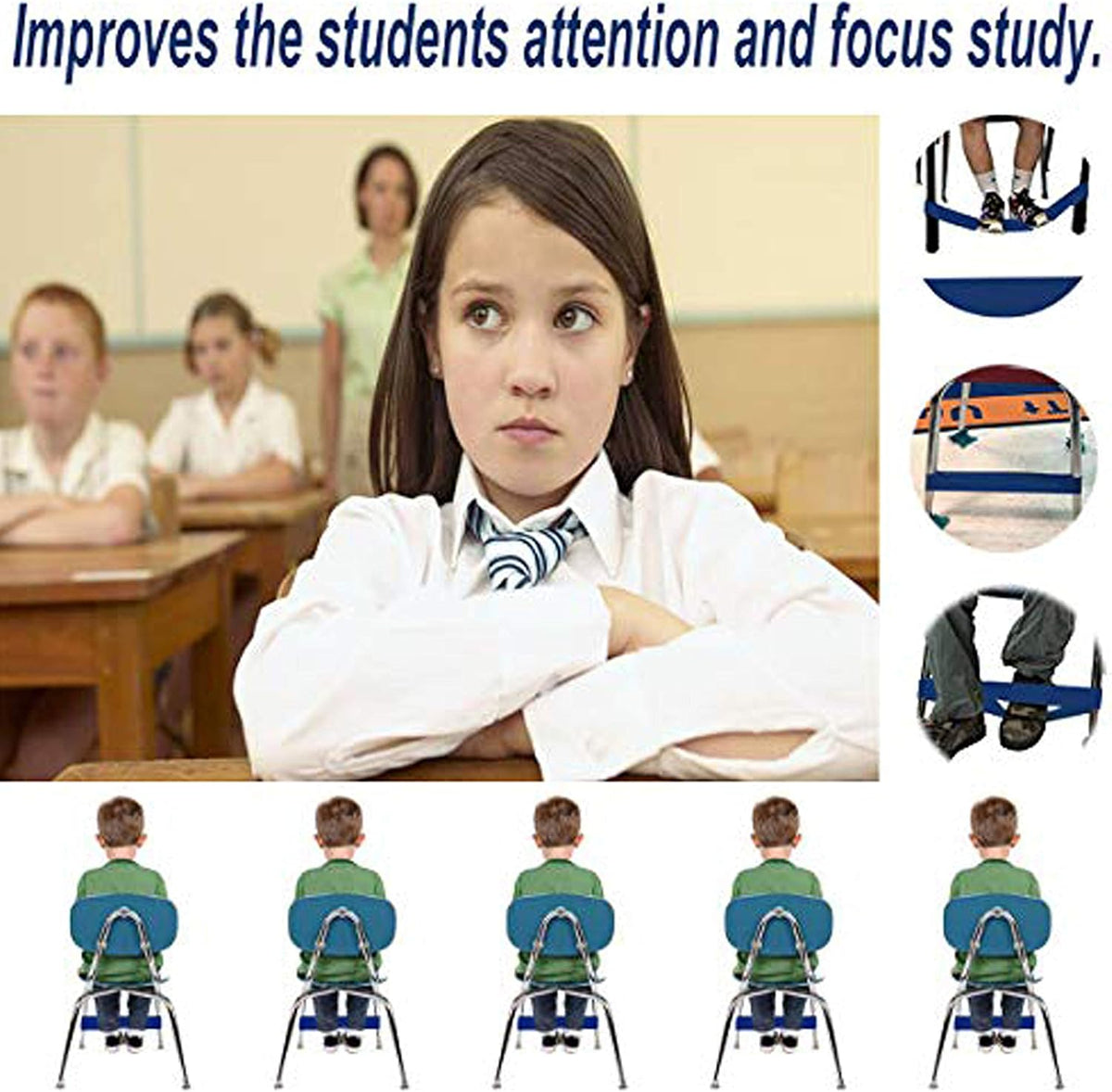 Skiennix Chair Bands for Kids - Fidgety Feet Alternative Seating for Sensory Needs | Classroom Use