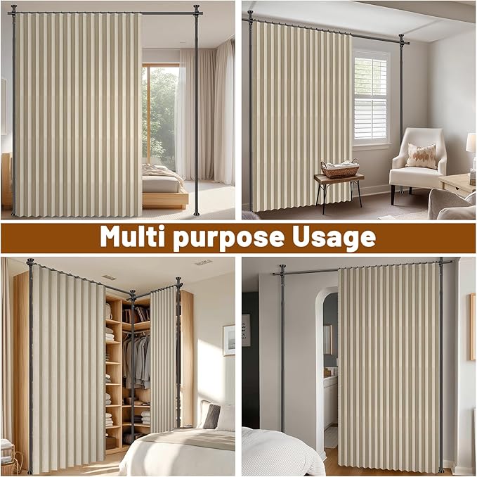 100% Blackout Room Divider Curtains Sets Beige W100 x L96 in, 2 Panels Curtain