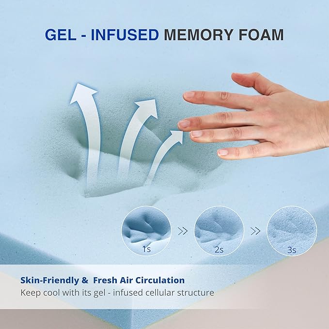 12 Inch Queen Gel Cooling Memory Foam Mattress, Pressure Relief, Medium Firm Support，Mattress in a Box, CertiPUR-US Certified