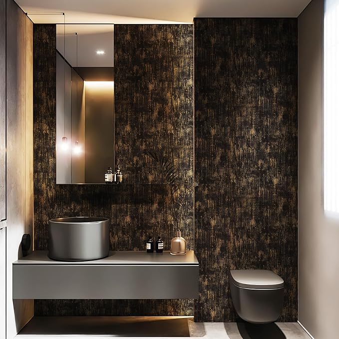 JiffDiff Vintage Metallic Peel and Stick Wallpaper Industrial Metallic Concrete