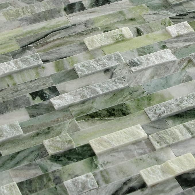 SUNWINGS 5-Sheet Peel and Stick Mosaic Natural 3D Stone Self Adhesive Marble