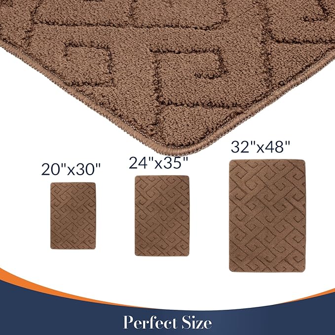 Walensee Indoor Doormat, Front Door Mat for Entrance (36"x59" Brown) Machine Washable Entryway Rug, Non Slip Trapper Door Rugs Absorbent Dirt Low Profile Shoes Scraper Inside Floor Mats