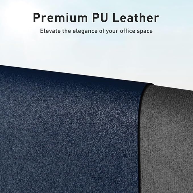 Aothia Leather Desk Pad Protector, Mouse Pad, Office Desk Mat, Non-Slip PU Leather Desk Blotter, Laptop Desk Pad, Waterproof Desk Writing Pad for Office and Home(Dark Blue,31.5" x 15.7")