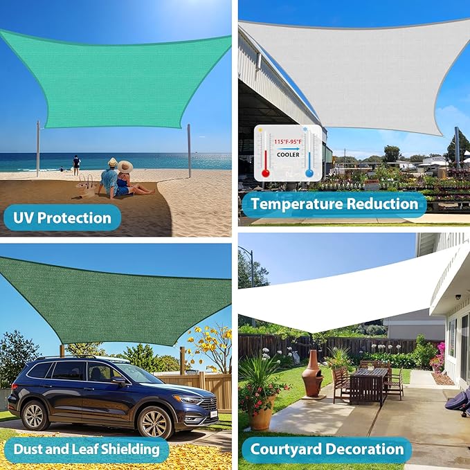 Amagenix Sun Shade Sail 6X7 Curved Edge Outdoor Shade Canopy Mocha Breathable 95% UV Block Shade Cloth for Patio Garden Backyard (We Make Custom Size)