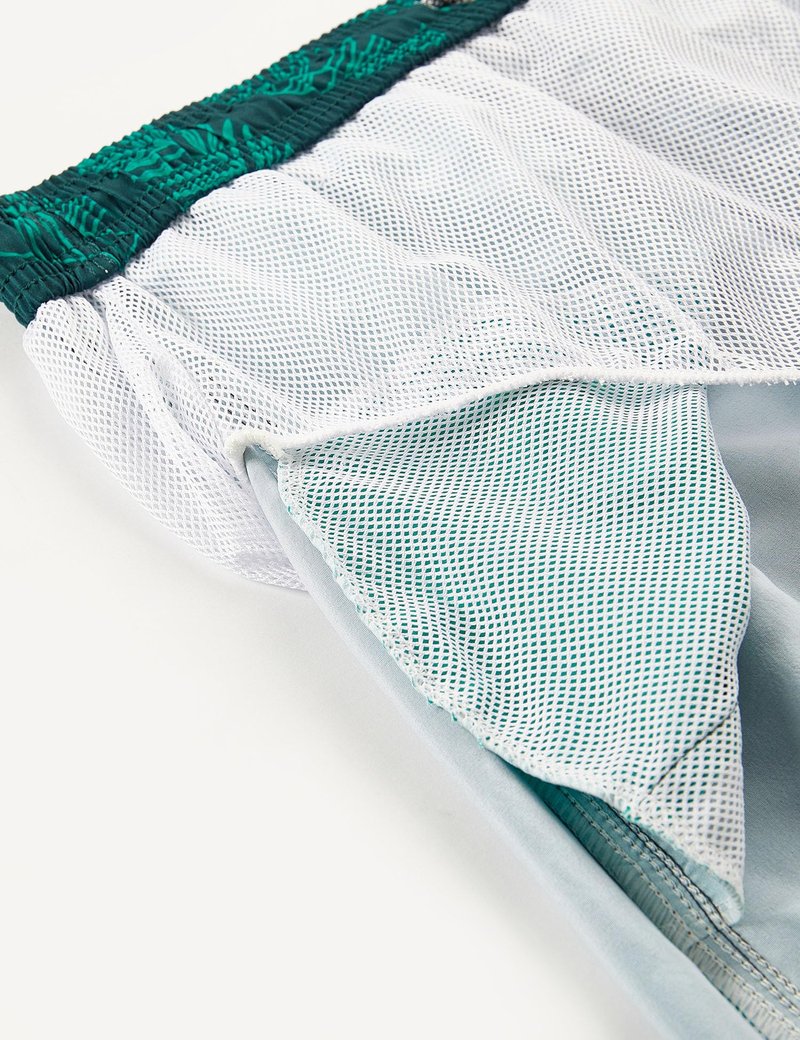 ELETOP Men's Swim Trunks Quick Dry Bathing Suit Swimming Board Shorts Mesh Lining Beach Swimwear Leaf Gradient Green 3XL