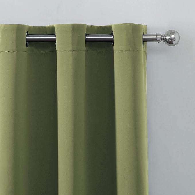 LEMOMO Olive Green Thermal Blackout Curtains/42 x 84 Inch/Set of 2 Panels Room