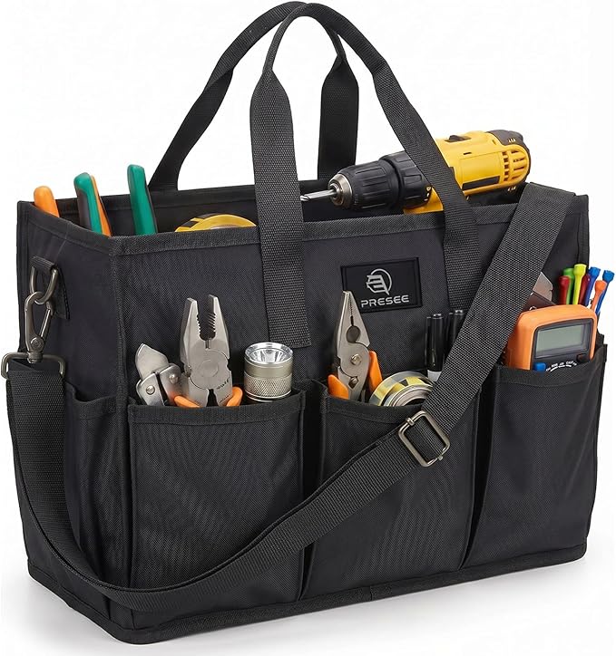 Heavy Duty Canvas Gardening Tote Bag with Pockets, Large Capacity Tool Organizer for Garden Tools, Portable Utility Bucket Carrier for Women Men, Outdoor Planter Caddy for Florist Supplies