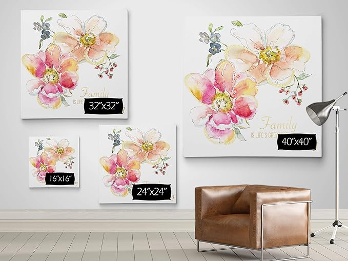 Wexford Home Family Blessing Gallery Wrapped Canvas Wall Art, 24x24, Multicolor