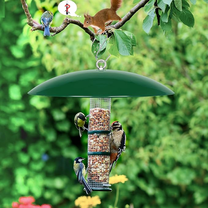 13" Bird Feeder Rain Cover,Bird House Dome,Hummingbird Feeder Guard, Proof for Shepherd's Hook Outdoors,Smart Birds Feeder's Umbrella(Green), 4Pack