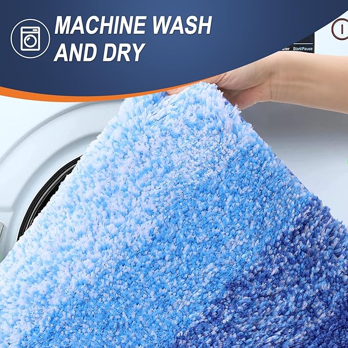 OLANLY Bathroom Runner Rugs 47x17, Extra Soft Absorbent Microfiber Bath Rugs, Rubber Backing, Quick Dry, Washable Bath Mats for Bathroom Floor, Tub and Shower, Home Decor Accessories, Light Royal Blue
