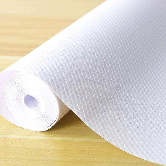 Cabinet Shelf Liners 14 Inch Wide X 20 Ft Kitchen Drawer Liner Non-Adhesive Pantry Cupboard Liner Non-Slip Waterproof & Oil-Proof Refrigerator Shelf Liners Strong Grip Drawer Mat (White)