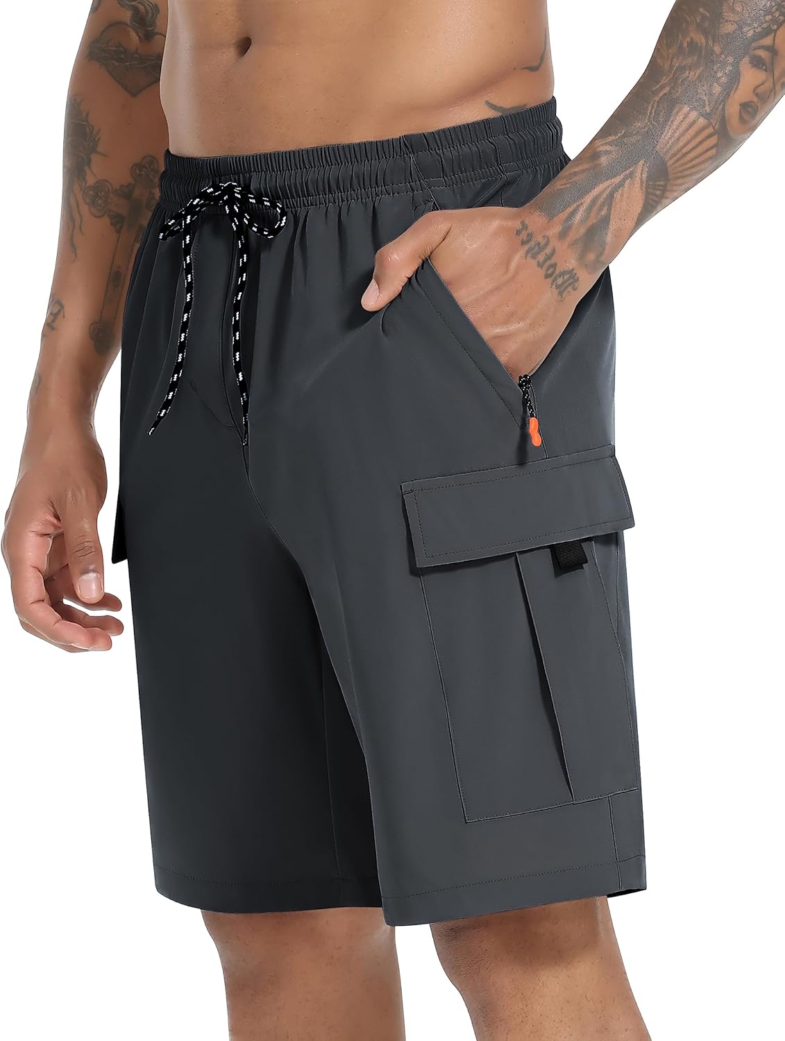 Skiennix Men's Cargo Shorts - Quick Dry Lightweight Stretch Hiking Shorts with 5 Pockets