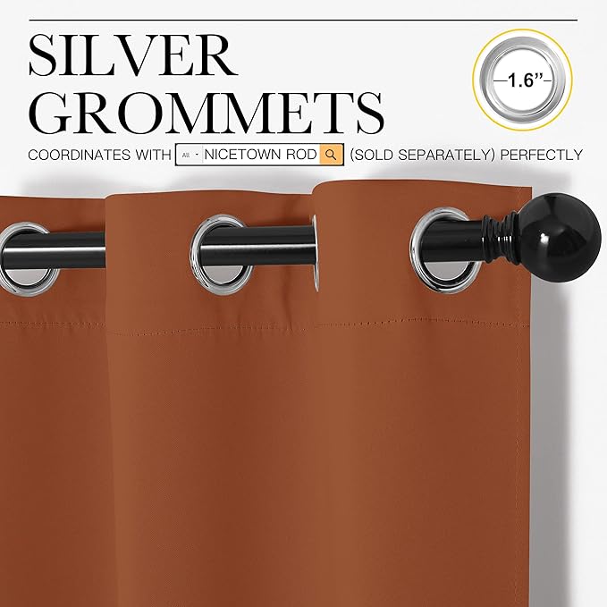 NICETOWN Bedroom Curtains 63 inches Long, Privacy and Thermal Insulated