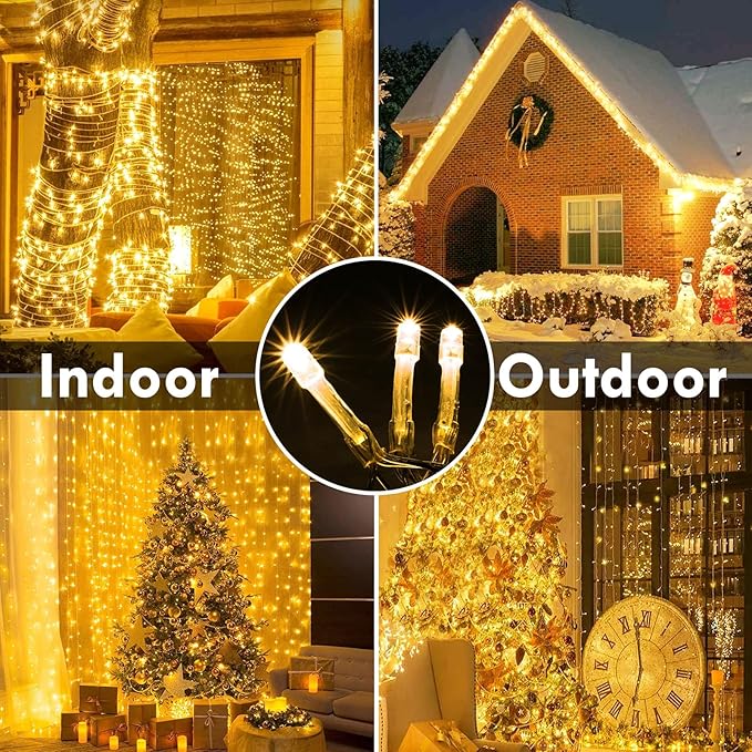 240LED 80FT Connectable String Lights Indoor Outdoor Clear Wire | Warm White Christmas Lights | Twinkle Fairy Light Plug in with Timer for Bedroom Classroom Wedding Tree Patio Decor (2 Pack)