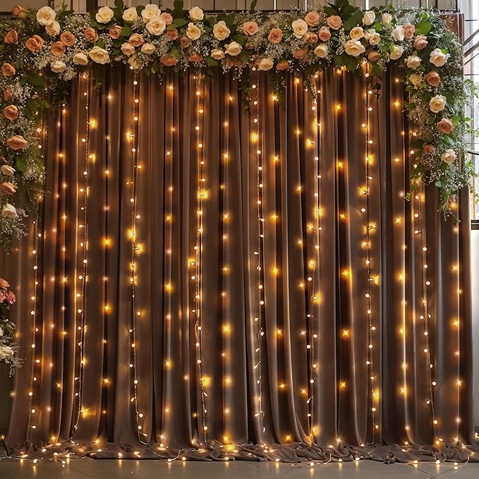 Brown Backdrop Curtain for Parties Wedding Wrinkle Free Brown Photo Curtains Backdrop Drapes Fabric Decoration for Birthday Party Baby Shower 5ft x 7ft,2 Panels