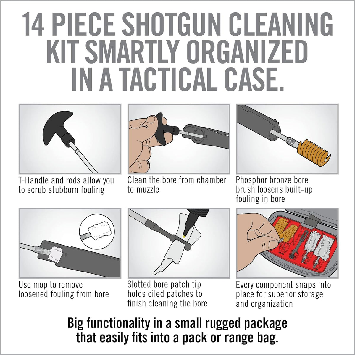 Real Avid Shotgun Cleaning Kit – Compact 12 & 20 Gauge Case with Rod, Brushes & 50 Patches