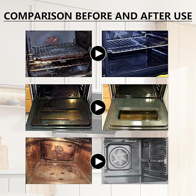 300ml Oven And Grill Cleaner Heavy Duty,Grill Degreaser For Outdoor Grill,Powerful Grease/Carbon/Odor Remover,No Harsh Scrubbing,Multi-Surface Safe,Kitchen Cooking Tools (3, 300ml)