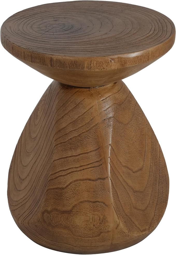 Christopher Knight Home Yone MGO Outdoor Side Table with Wood Grain Finish, Lightweight Concrete Accent Table for Indoor/Outdoor Usage, Small End Table with Waterdrop-Shaped Base, No Assembly, Wood
