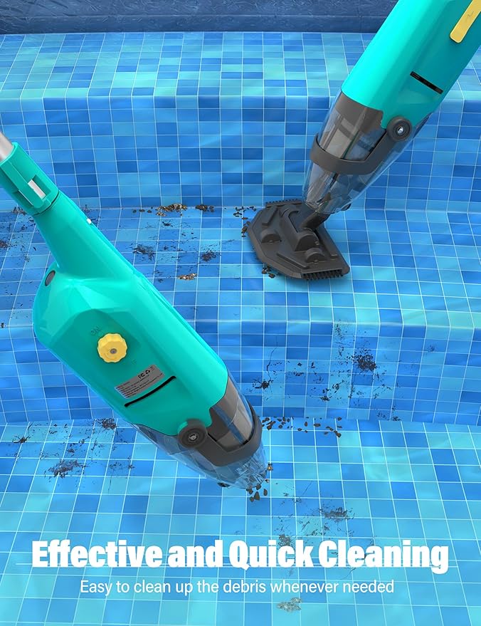 Pool Vacuum Cordless Handheld Cleaner Rechargeable with 60 mins Runtime, Perfect for Above Ground Pools, In-Ground Pools, Spas, and Hot Tubs – Efficiently Removes Sand and Debris