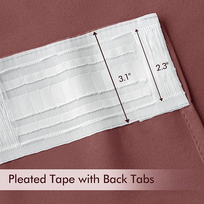 MIULEE Dusty Rose Back Tab Blackout Curtains 108 Inch Long 2 Panels Set