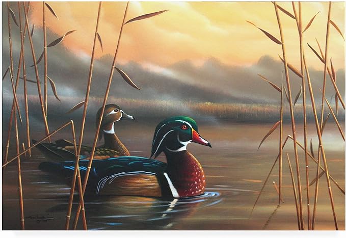 Trademark Fine Art Outdoor Canvas Art - Geno Peoples 'Wood Ducks' Wall Art for Outdoor Spaces, Patios, or Gardens