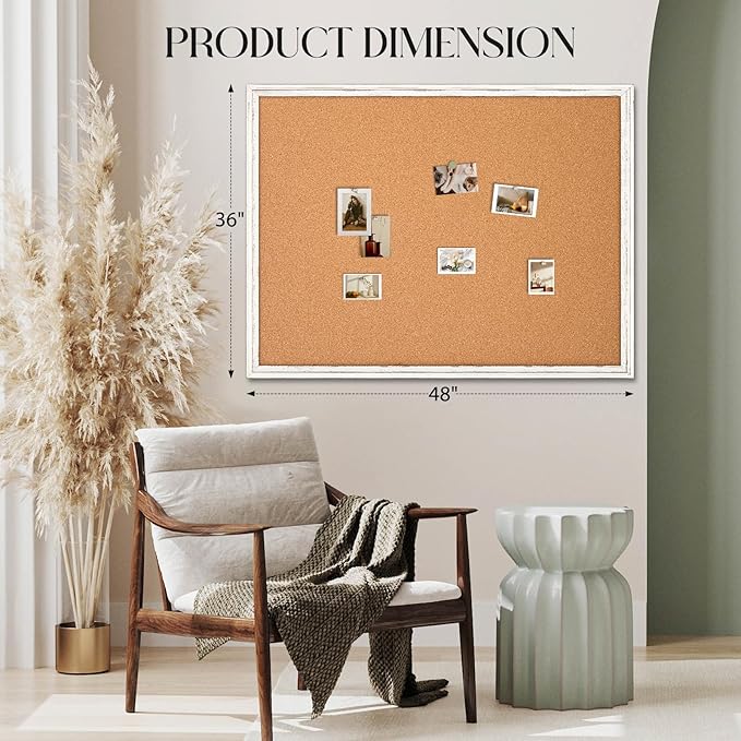 Large Cork Board, Big Bulletin Board White Framed Corkboard