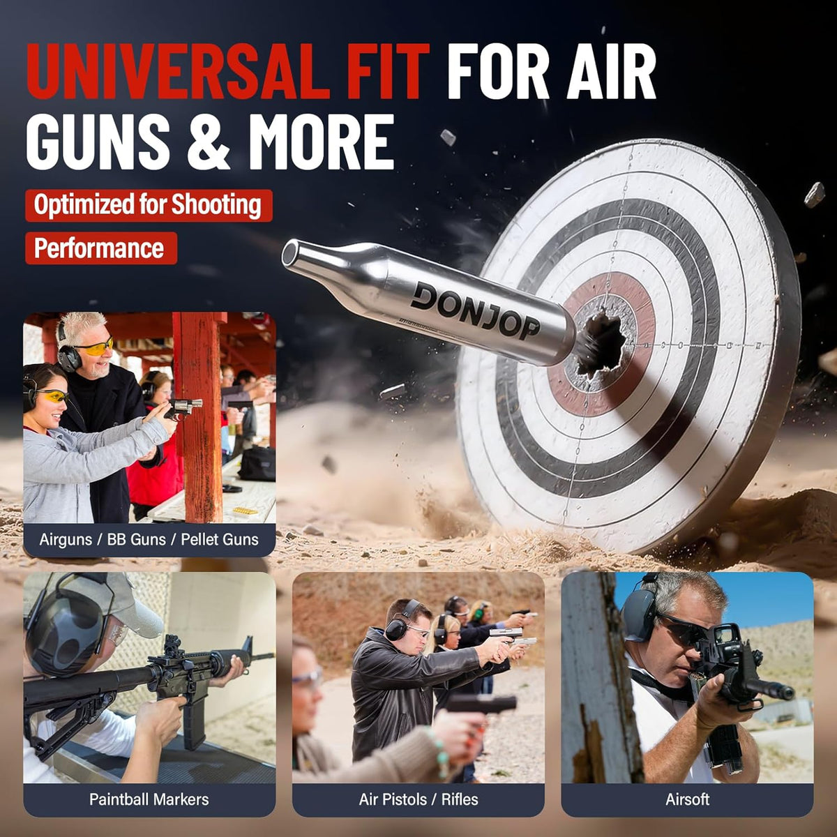 Skiennix 12G CO2 Cartridges - Non-Threaded Design for BB Guns, Airsoft Pistols & Paintball | Snug Fit & Solid Seal