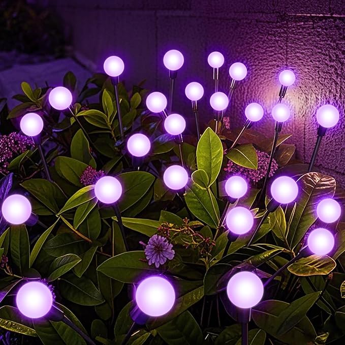 NBQQ Solar Garden Lights Outdoor, Waterproof Solar Powered Lights for Yard Pathway Patio, Swaying Lawn Decor as Gardening Gifts for Women Holiday (Purple, 6 Pack)