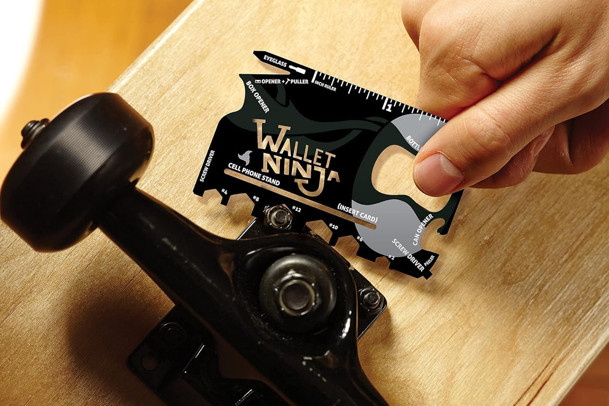 Wallet Ninja 18-in-1 Multitool Card – Versatile Credit Card Tool with Bottle Opener, Screwdrivers & Phone Stand – Black