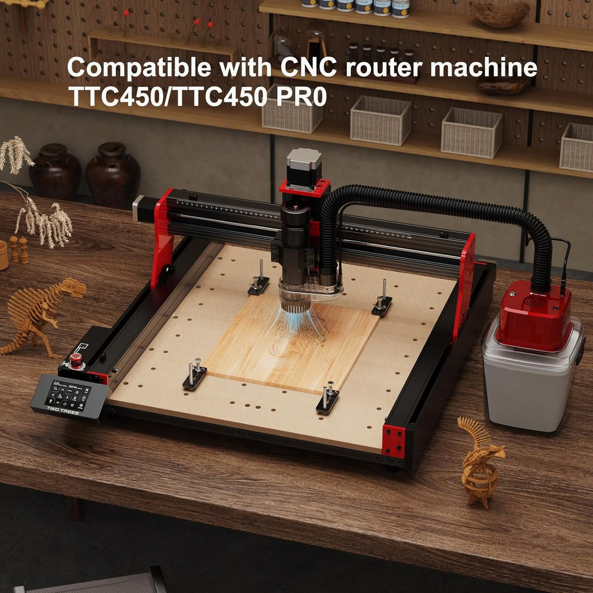 Dust Collector for CNC Machine, Air Filtration System and Powerful Suction 6000Pa, Large Capacity 2.8L Dust Extraction System CNC Kit Compatible with CNC TTC450 Seriers